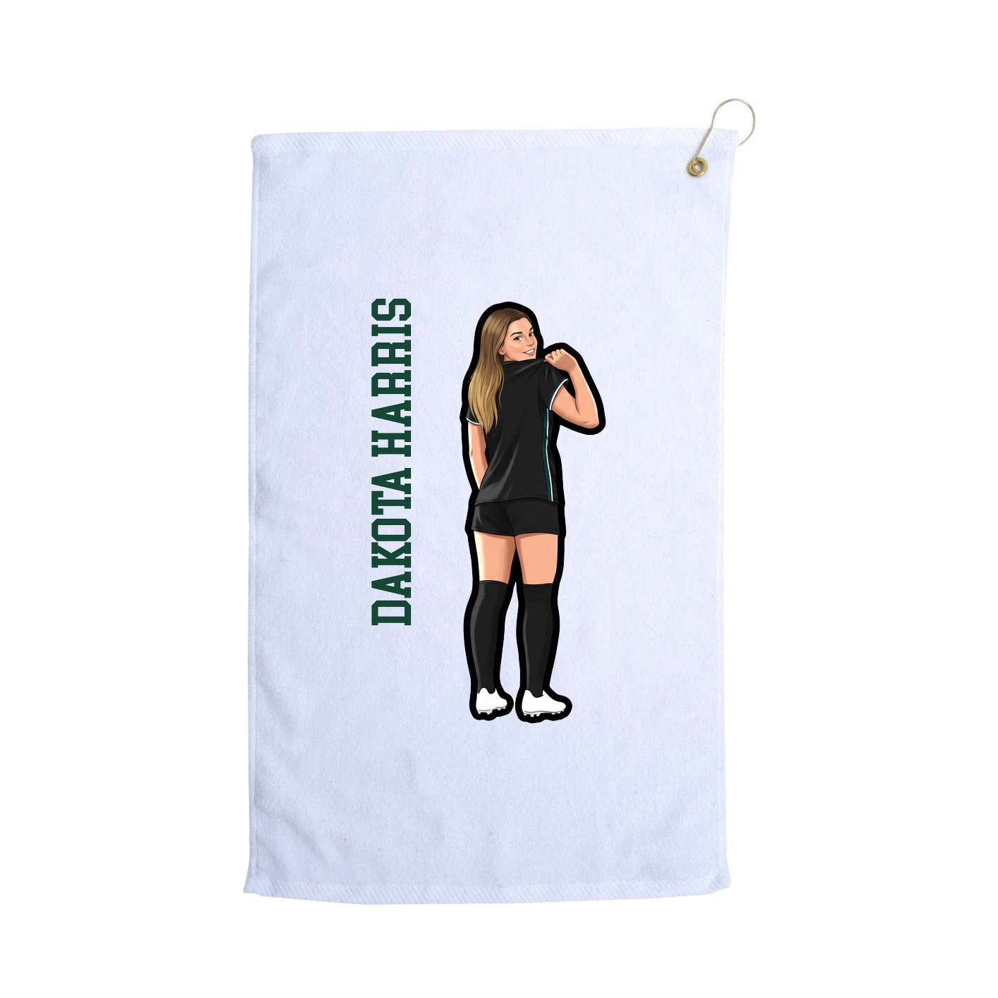 Golf Towel — Name Vertical in White
