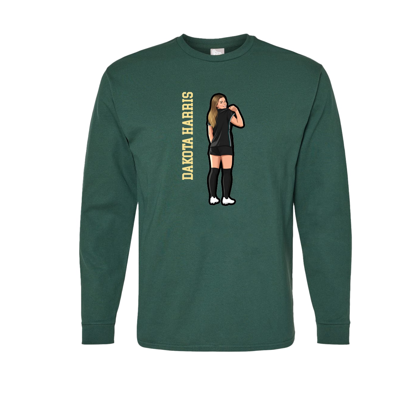 Long Sleeve Tee — Name Vertical in Green