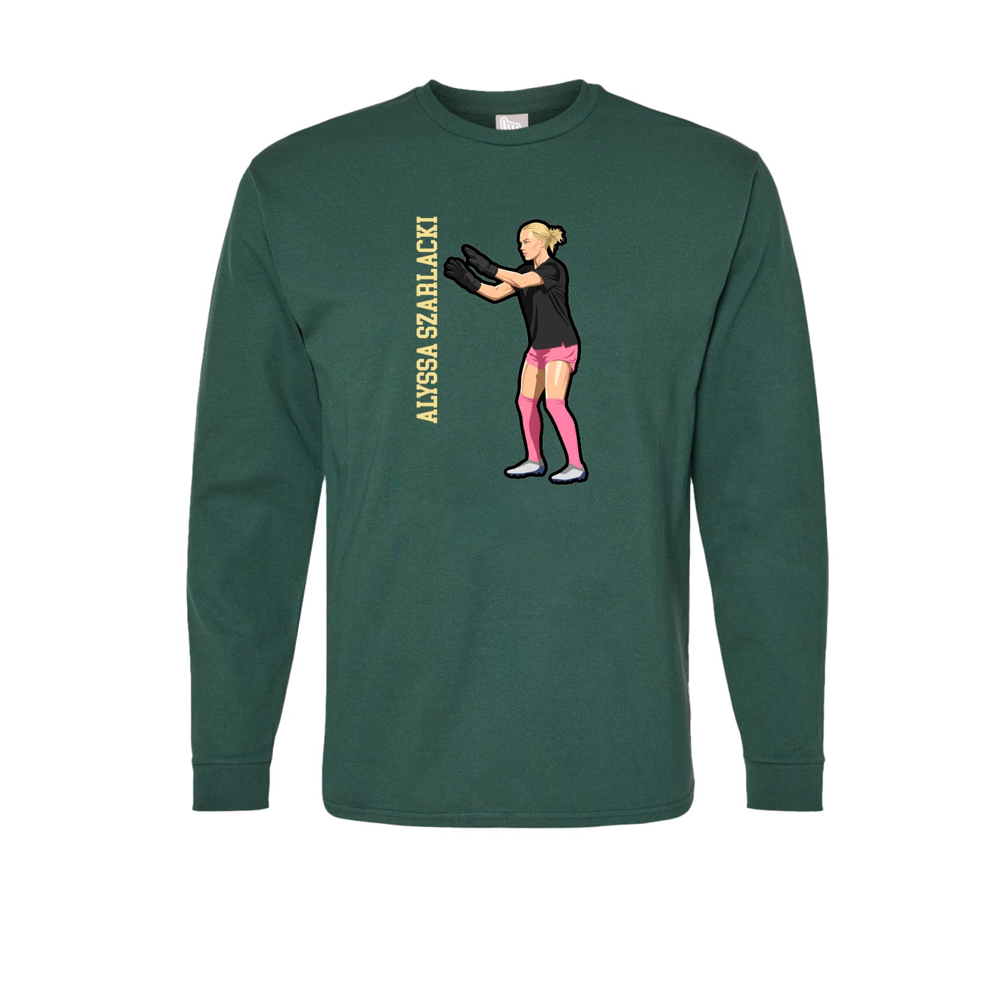 Long Sleeve Tee — Name Vertical in Green