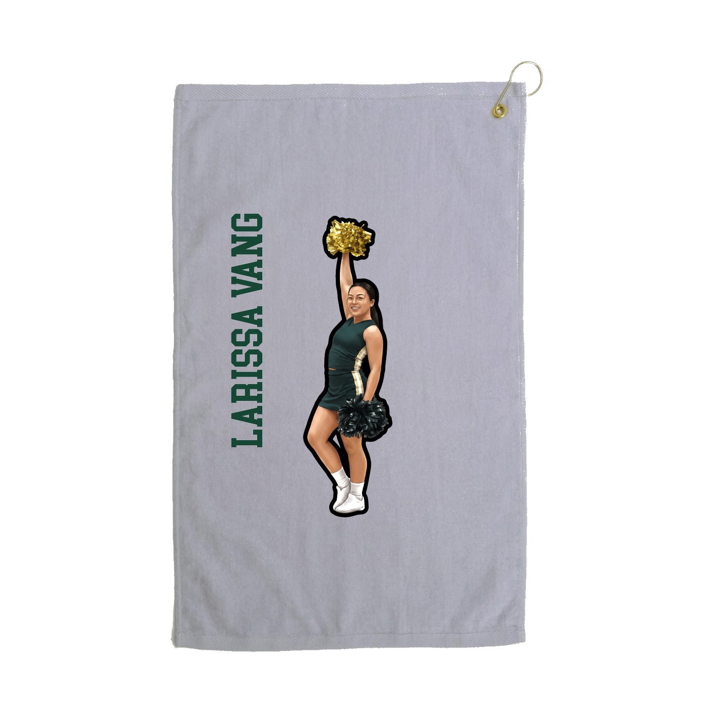 Golf Towel — Name Vertical in Grey