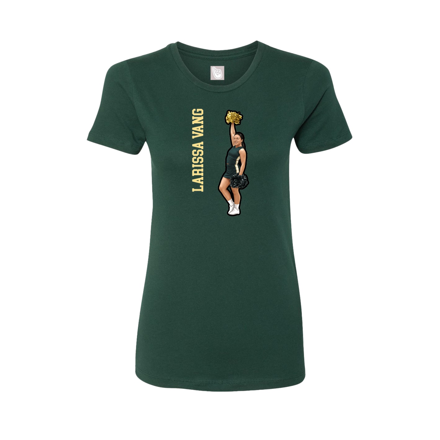 Womens Tee — Name Vertical in Green