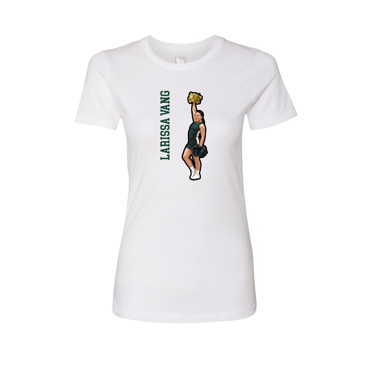 Womens Tee — Name Vertical in White