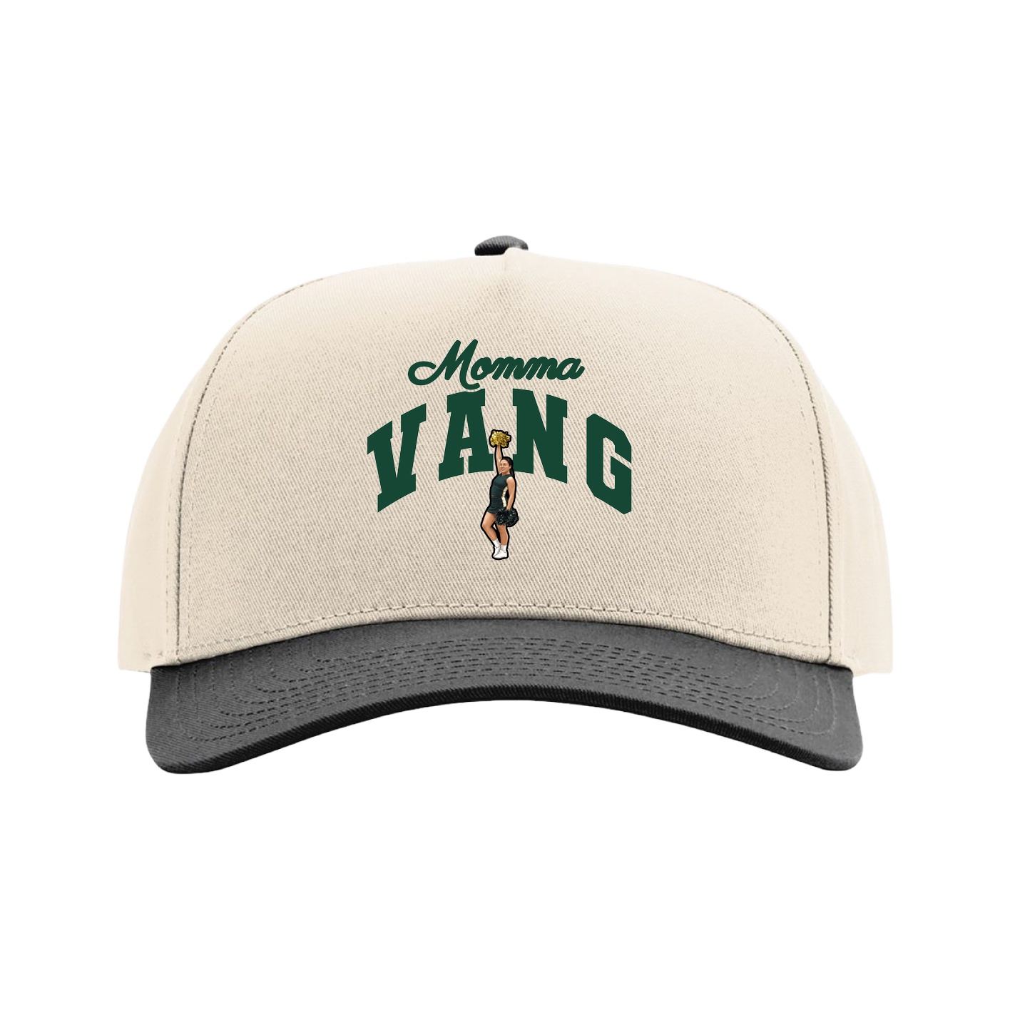 Full Fabric Five-Panel Champ Cap — Mothers Day Arch in Cream/Black