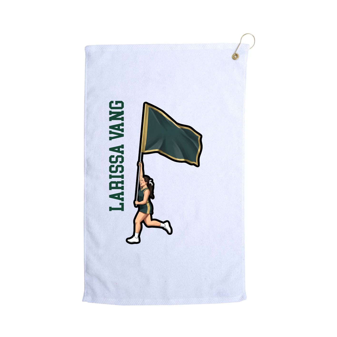 Golf Towel — Name Vertical in White