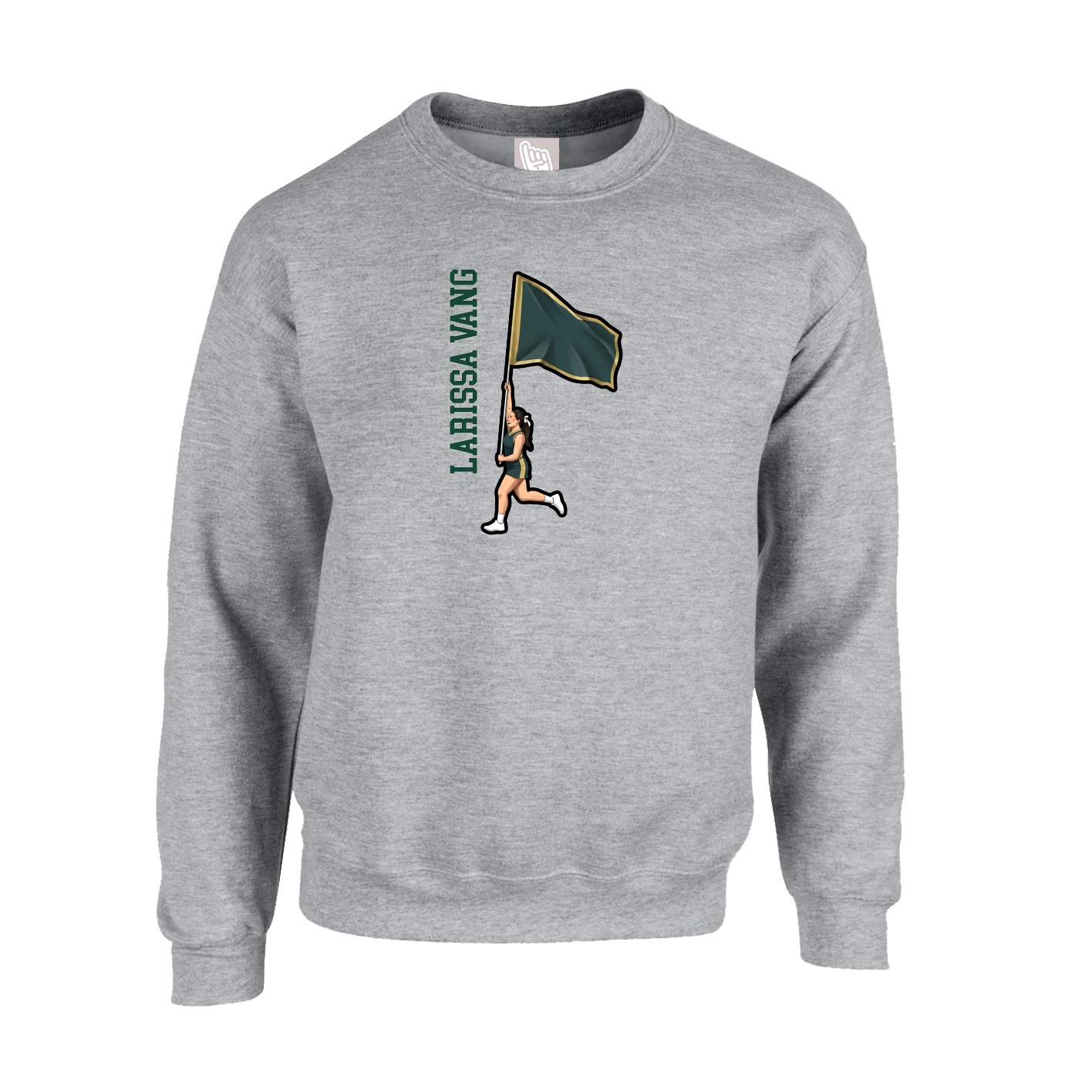 Fleece Crew — Name Vertical in Grey