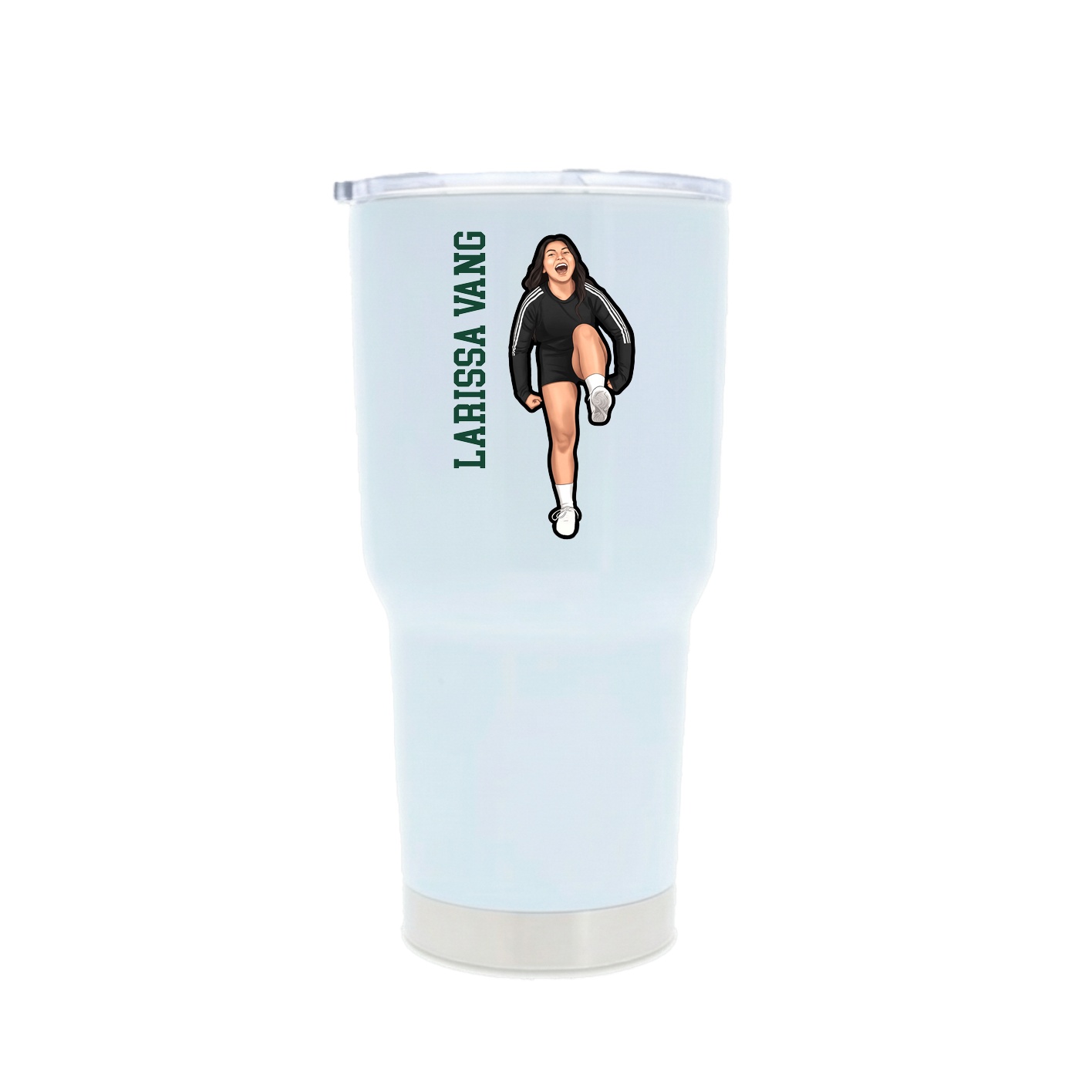 30oz Stainless Steel Tumbler — Name Vertical in White