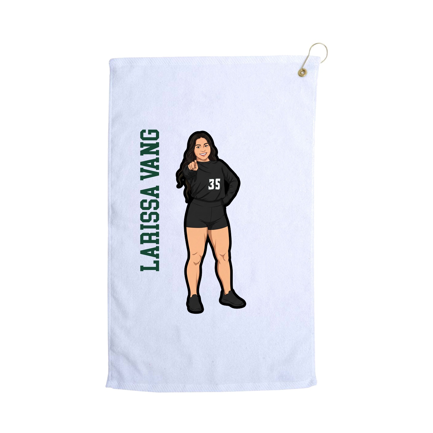 Golf Towel — Name Vertical in White