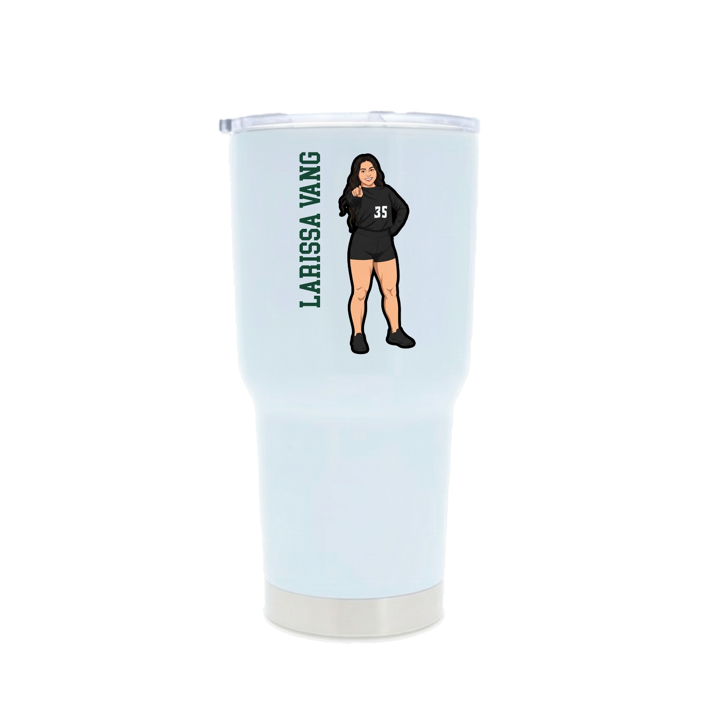 30oz Stainless Steel Tumbler — Name Vertical in White