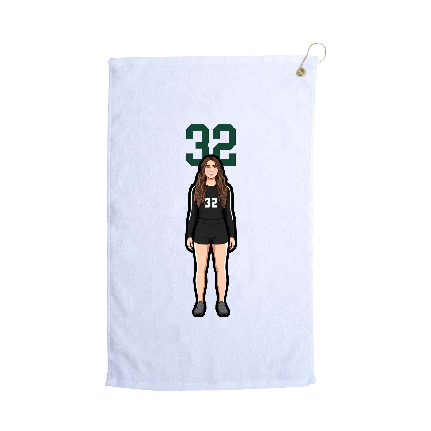 Golf Towel — Number Top in White