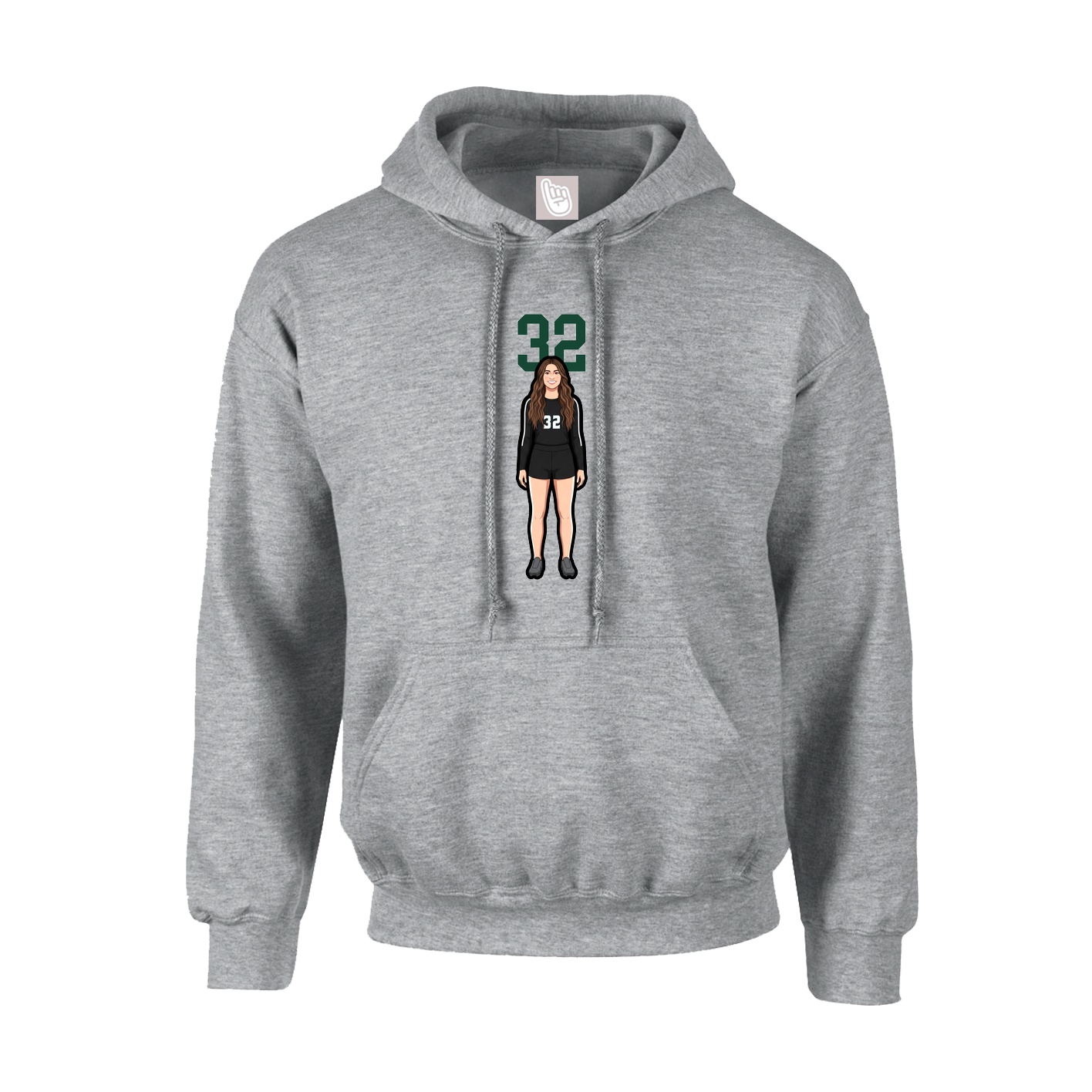 Youth Hoodie — Number Top in Grey