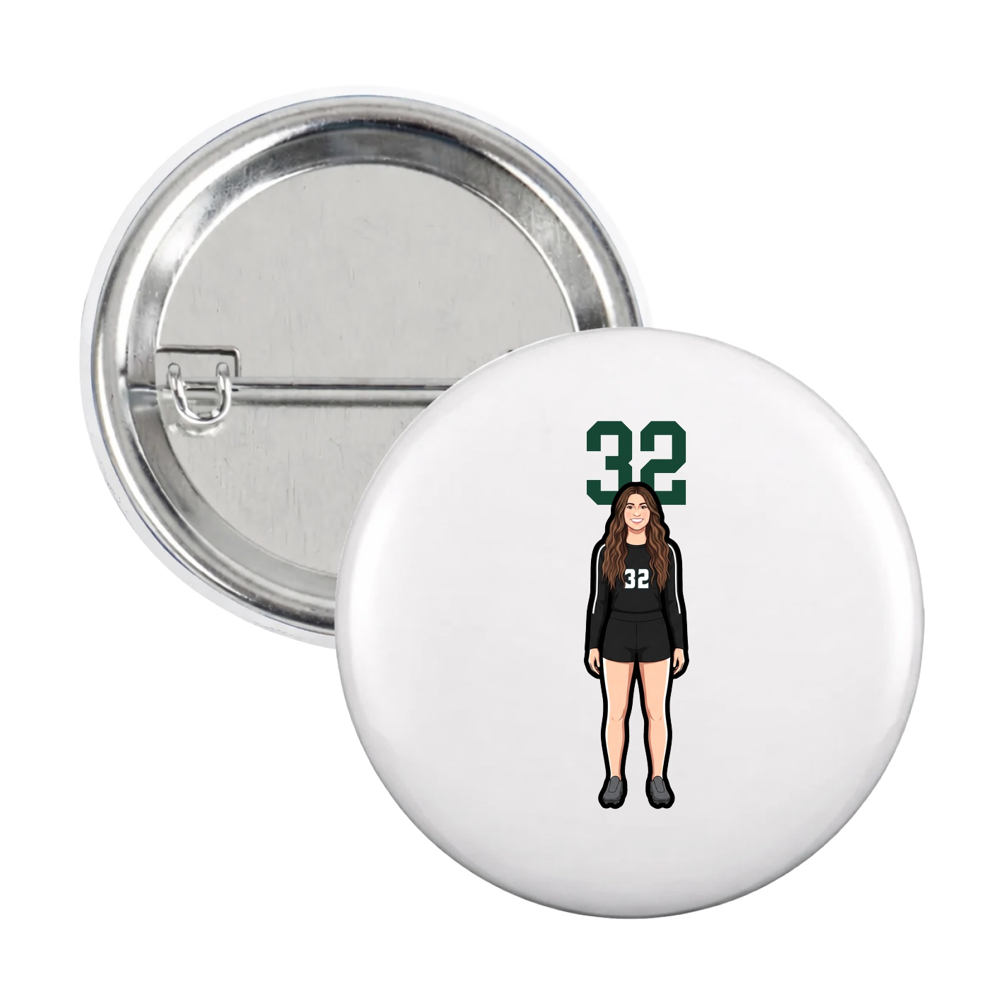 Game Day Button — Number Top in White