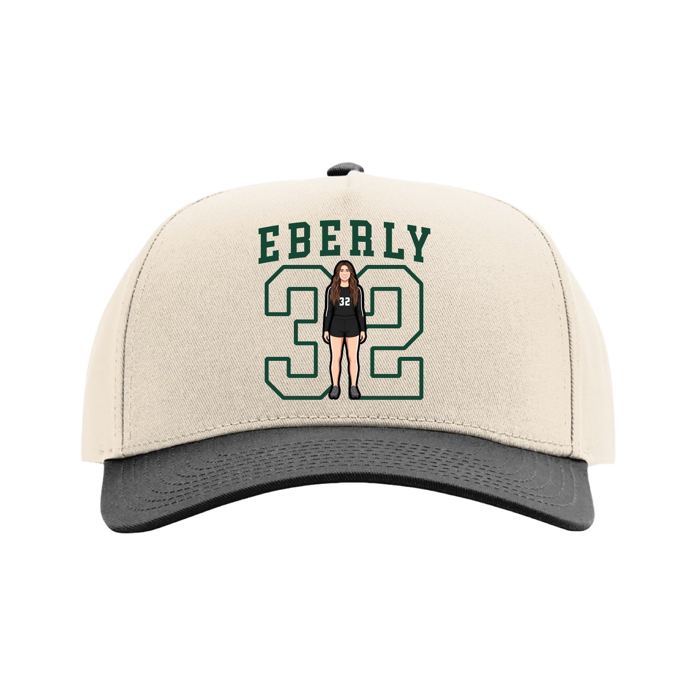 Full Fabric Five-Panel Champ Cap — Shirsey in Cream/Black
