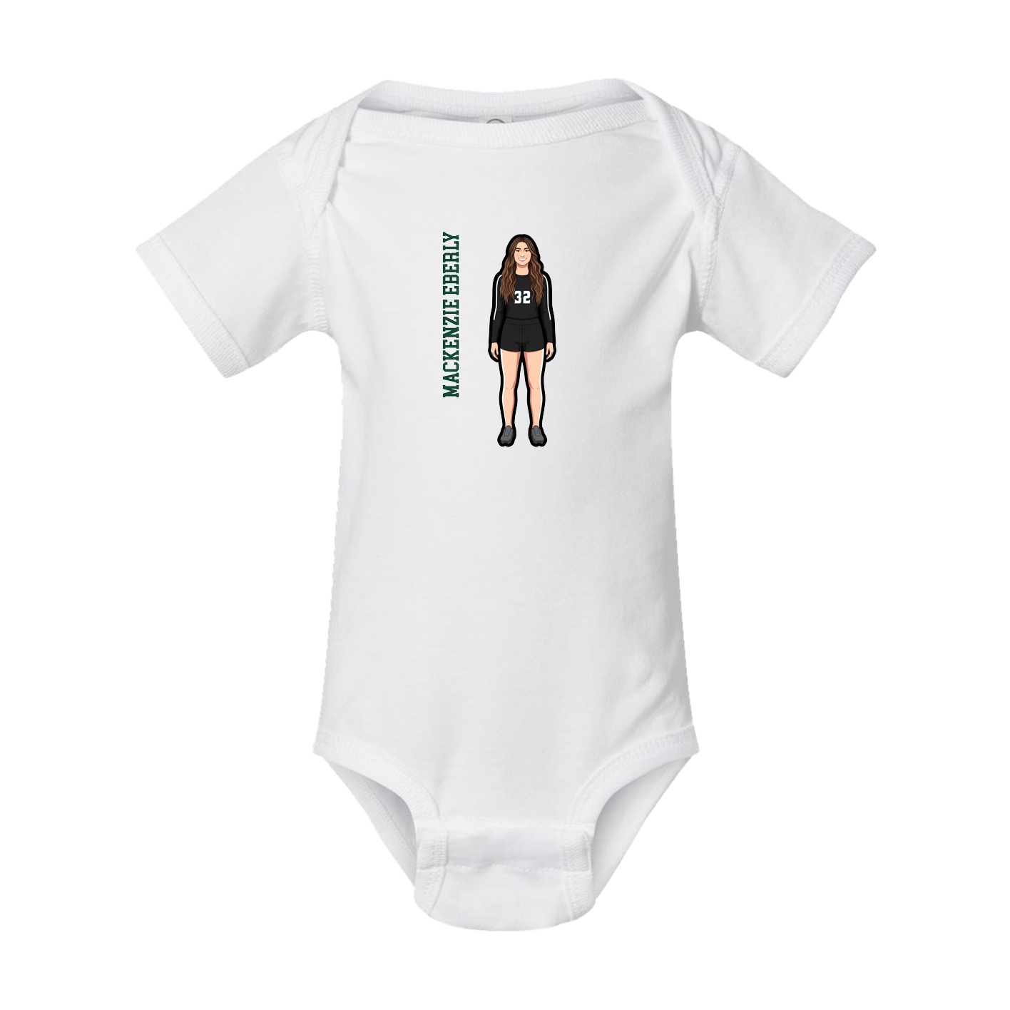 Baby Onesie — Name Vertical in White