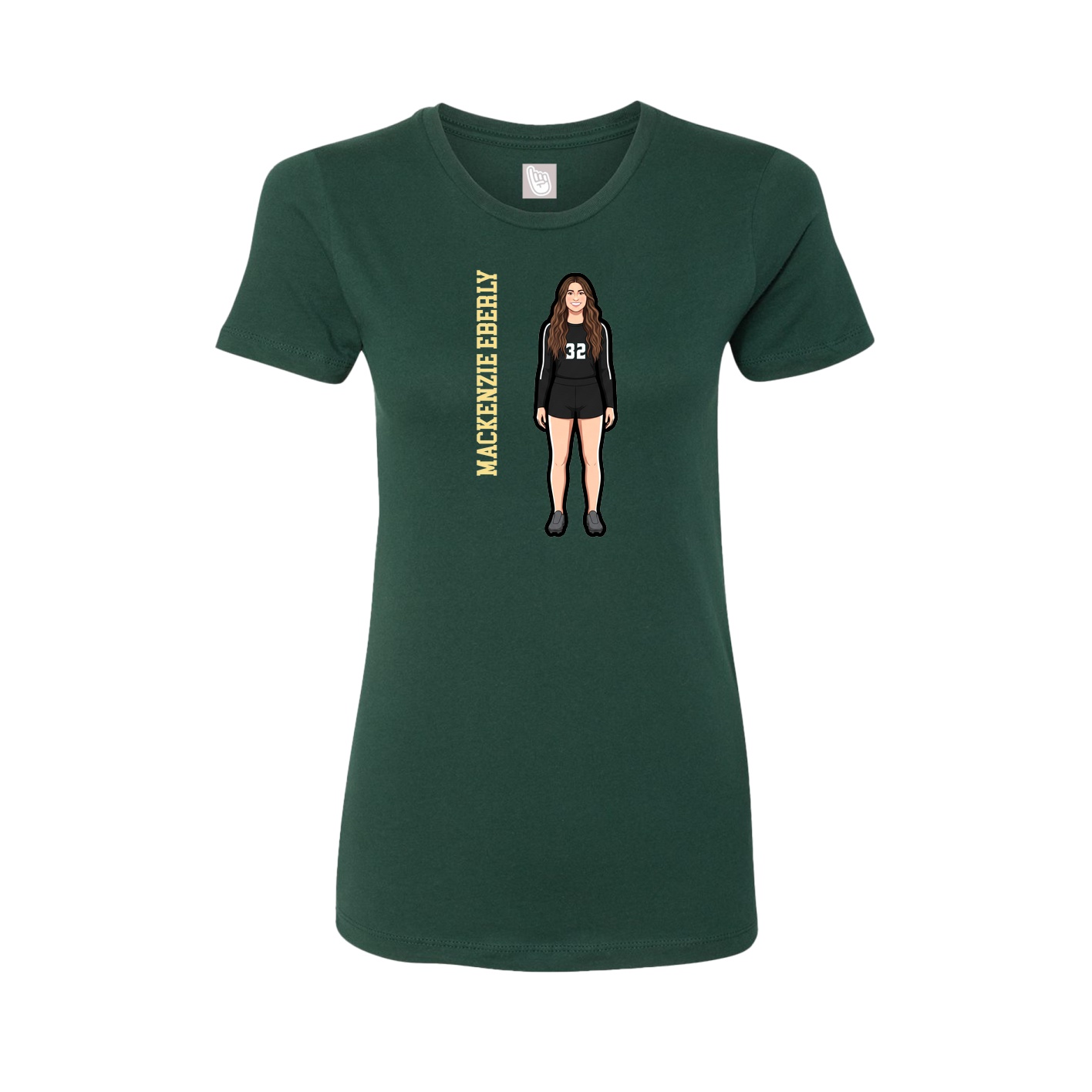 Womens Tee — Name Vertical in Green