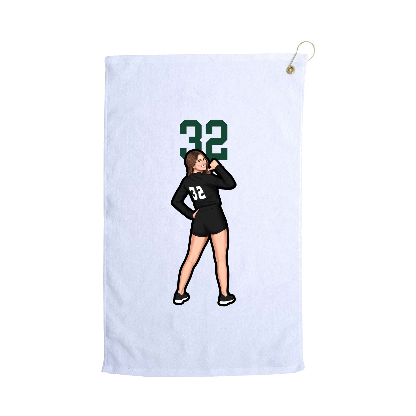 Golf Towel — Number Top in White