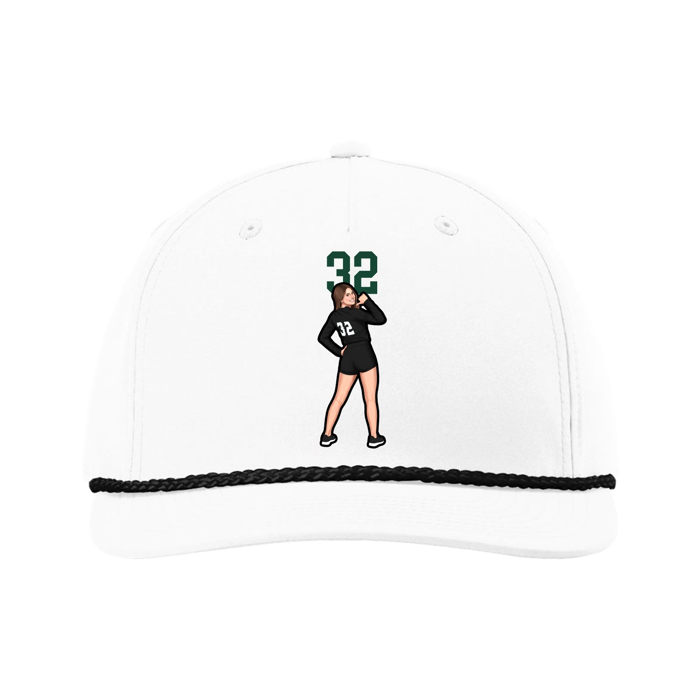 Five-Panel Classic Rope Cap — Number Top in White