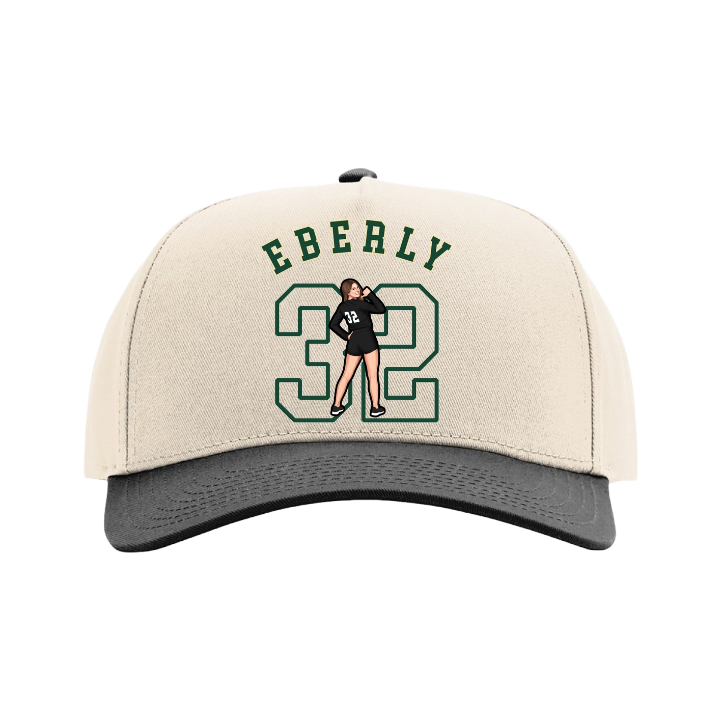 Full Fabric Five-Panel Champ Cap — Shirsey Arch in Cream/Black