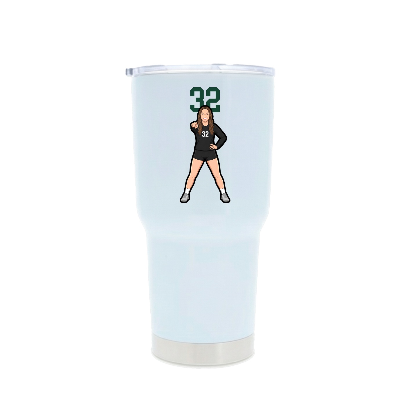 30oz Stainless Steel Tumbler — Number Top in White