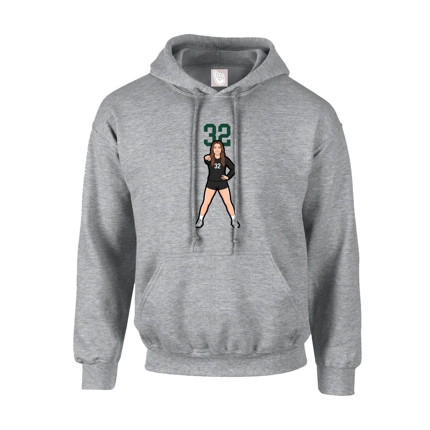 Hoodie — Number Top in Grey