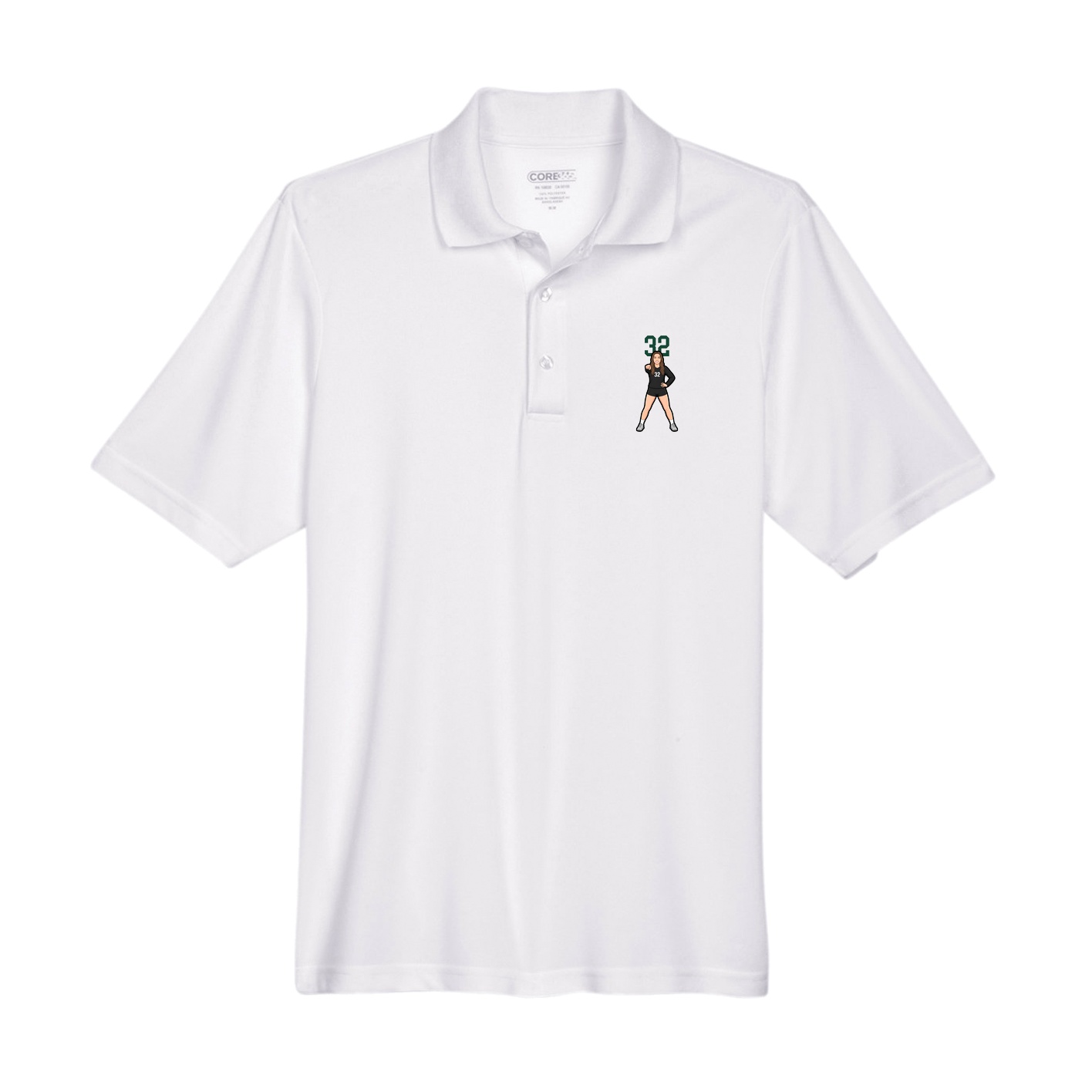 Performance Polo — Number Top in White