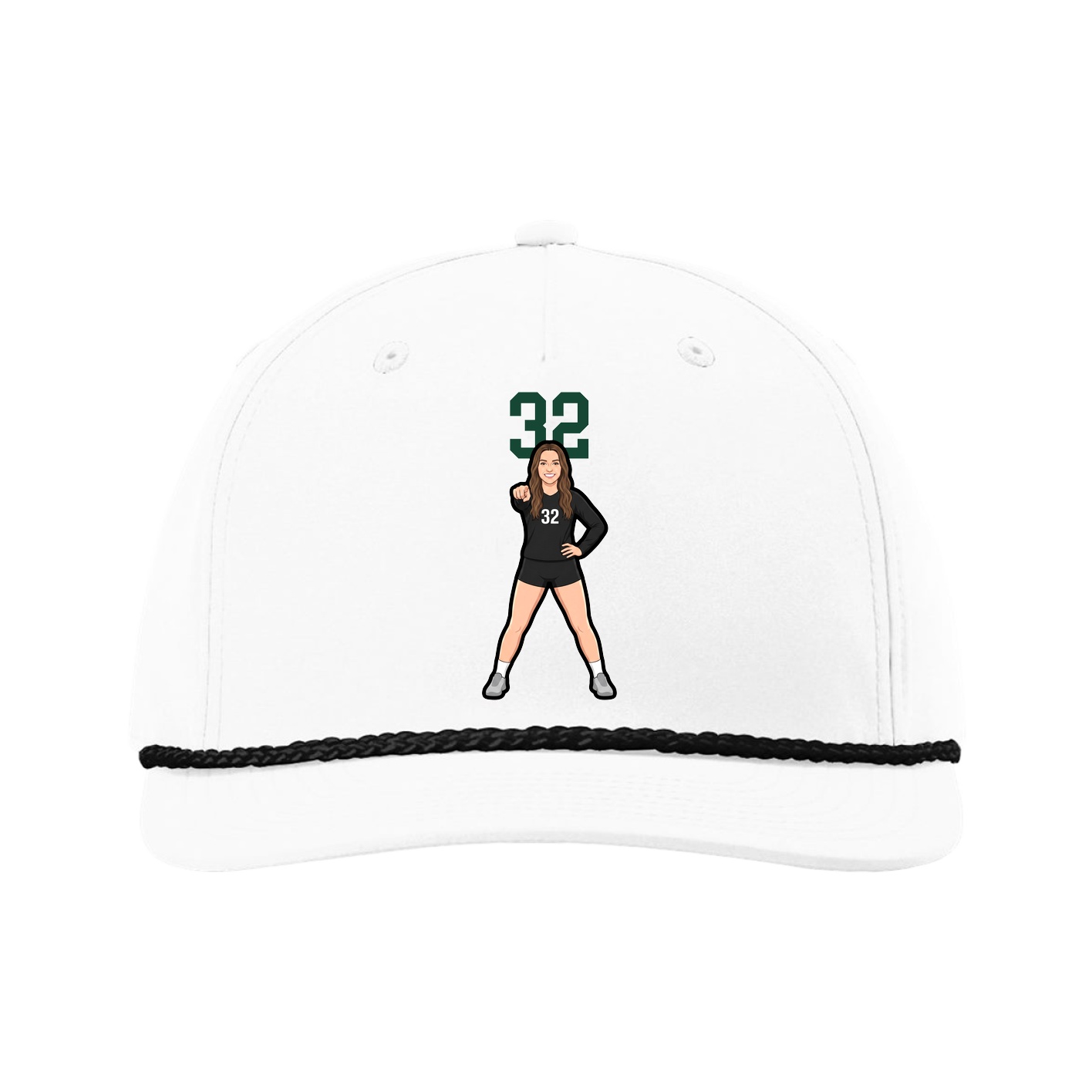 Five-Panel Classic Rope Cap — Number Top in White