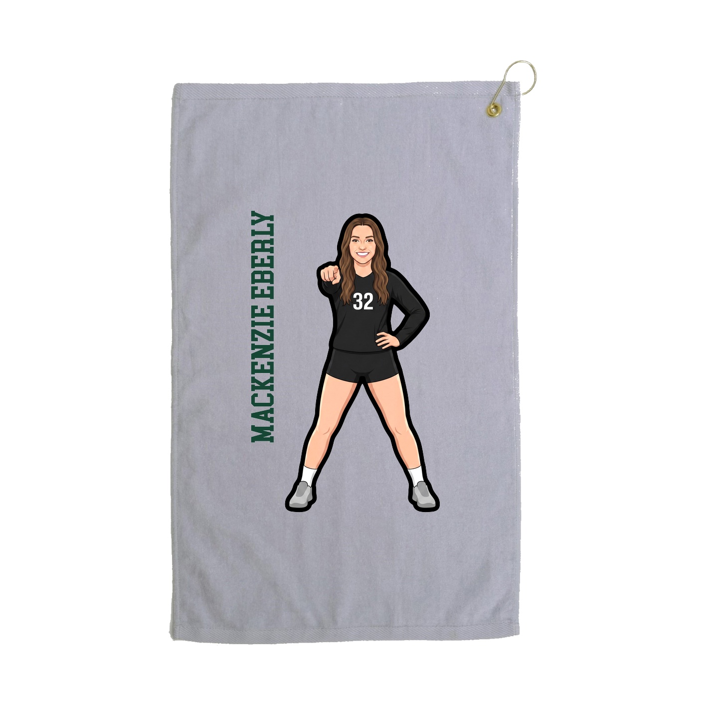 Golf Towel — Name Vertical in Grey