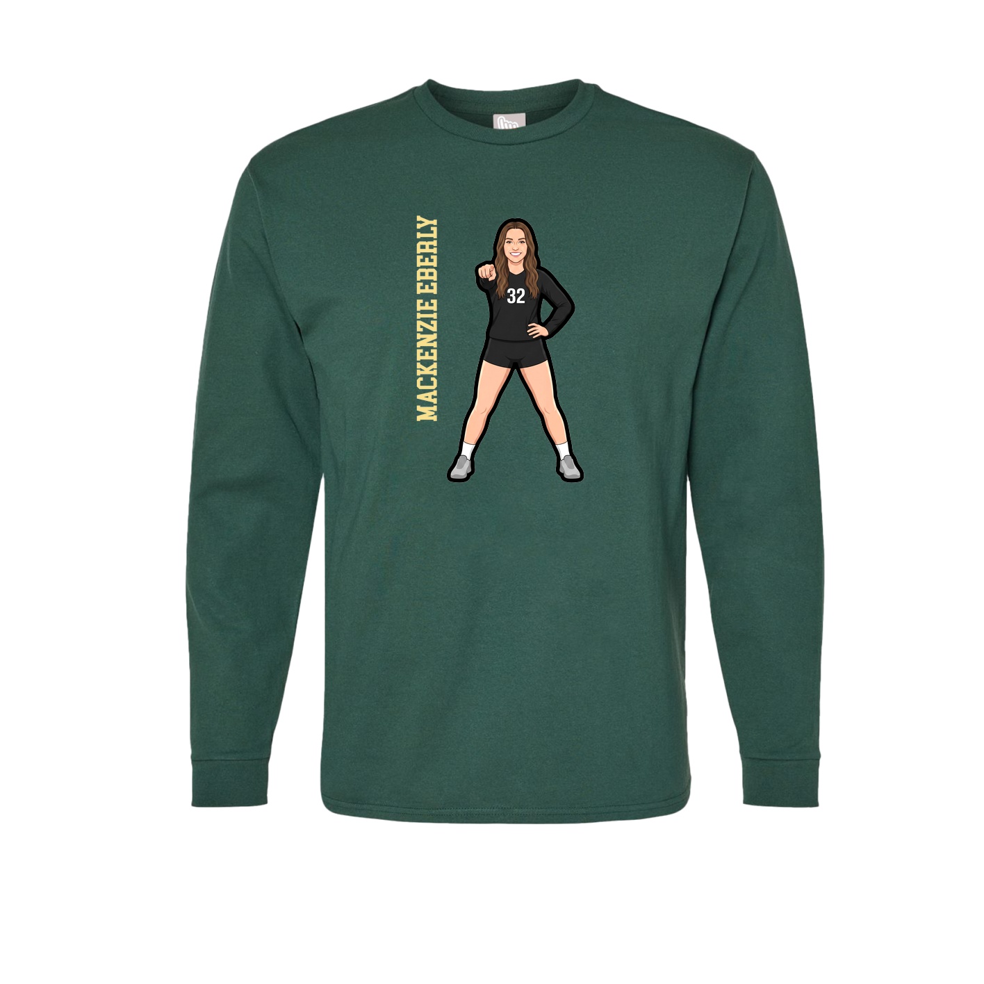 Long Sleeve Tee — Name Vertical in Green