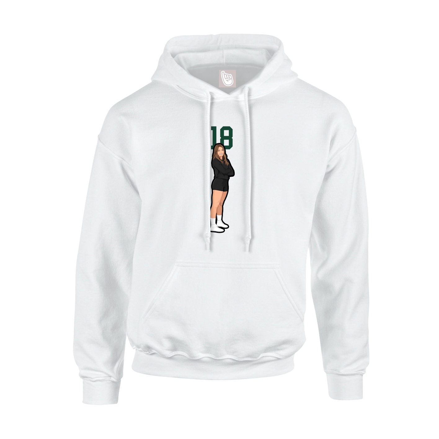 Youth Hoodie — Number Top in White