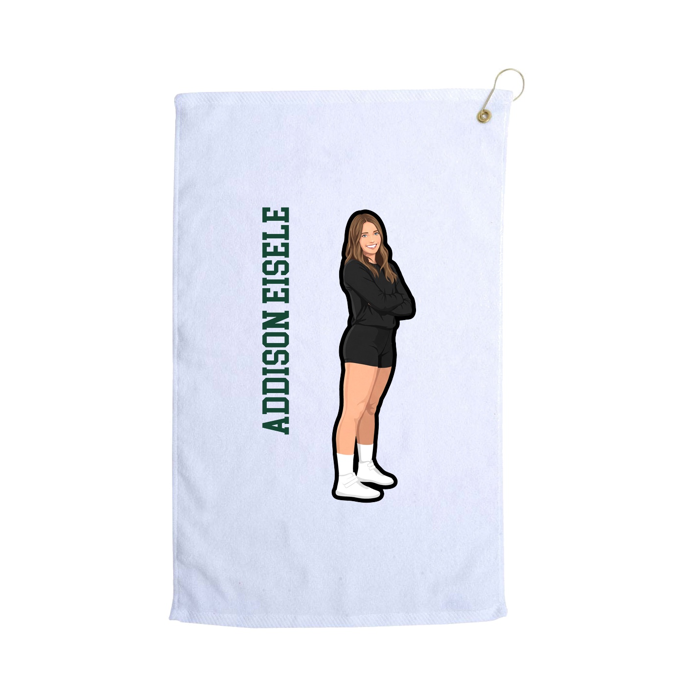 Golf Towel — Name Vertical in White
