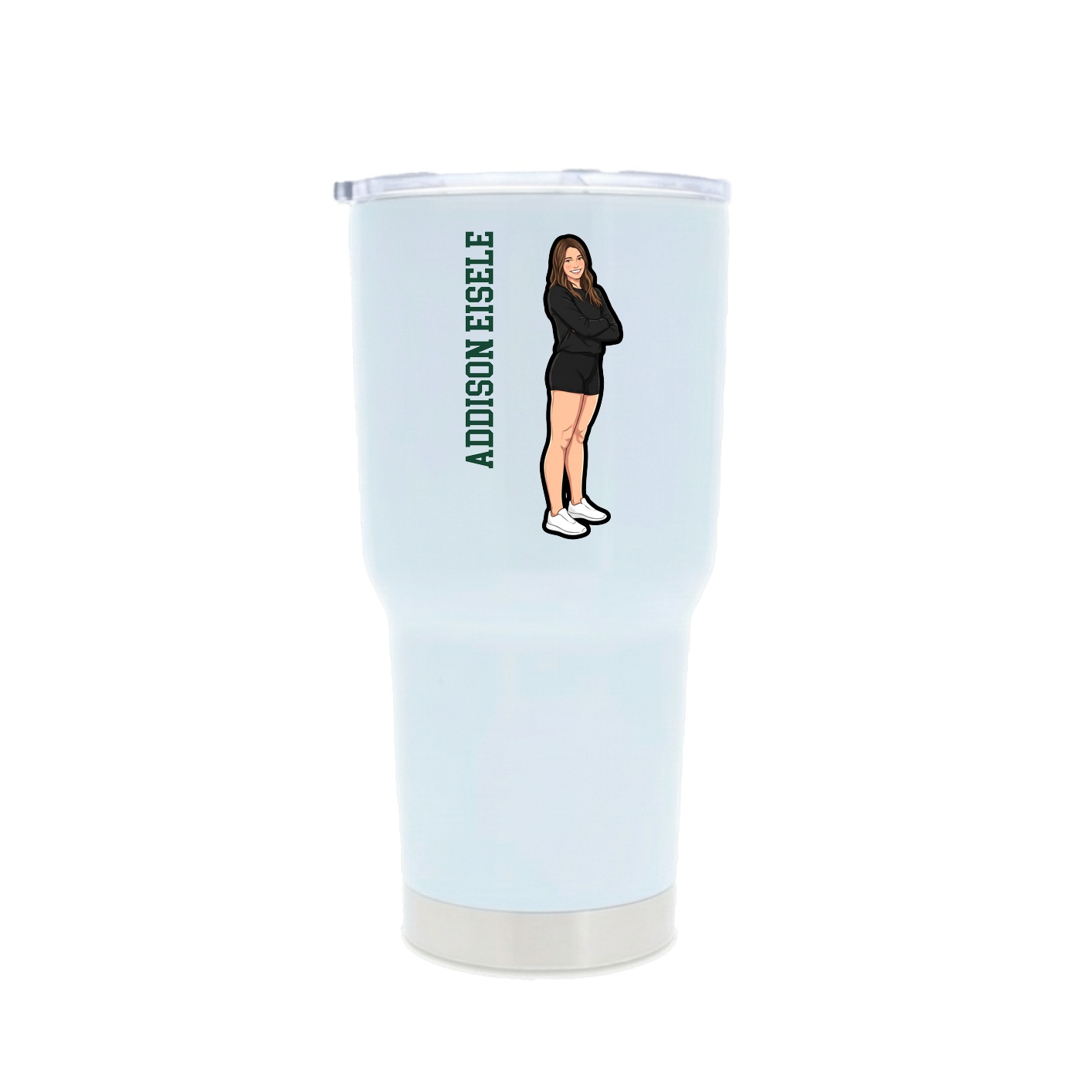 30oz Stainless Steel Tumbler — Name Vertical in White