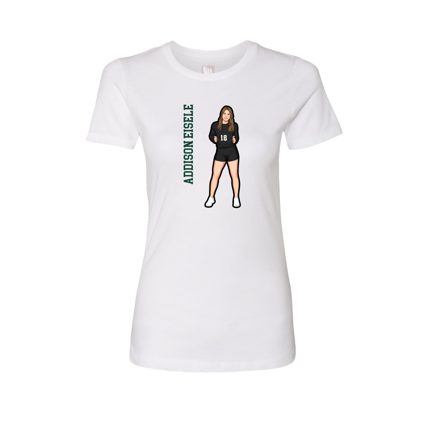 Fitted Women's Tee — Name Vertical in White