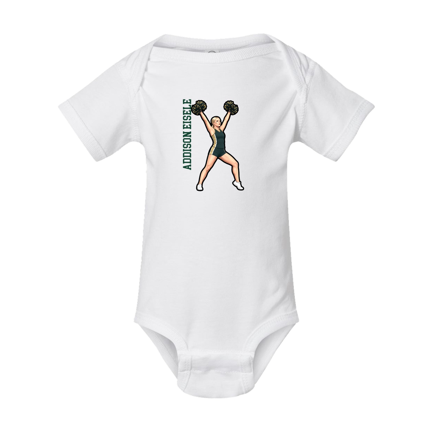 Baby Onesie — Name Vertical in White