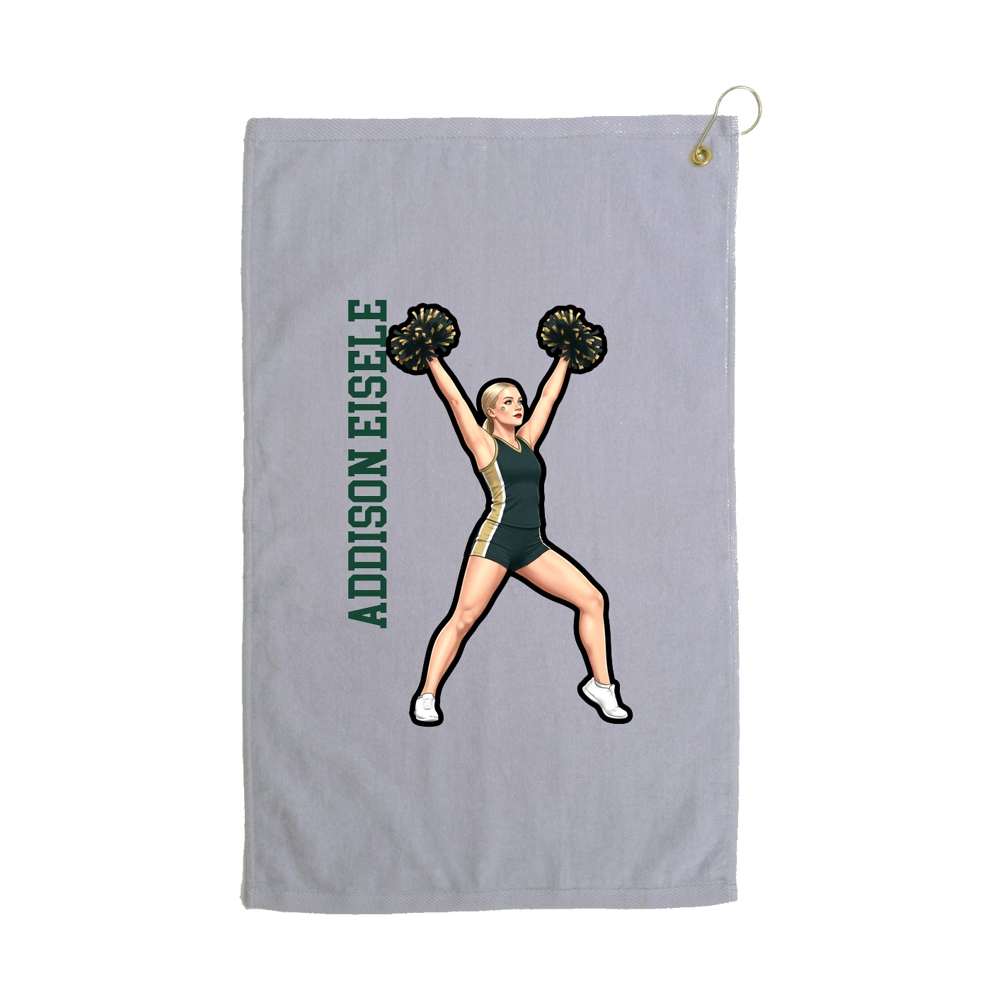 Golf Towel — Name Vertical in Grey
