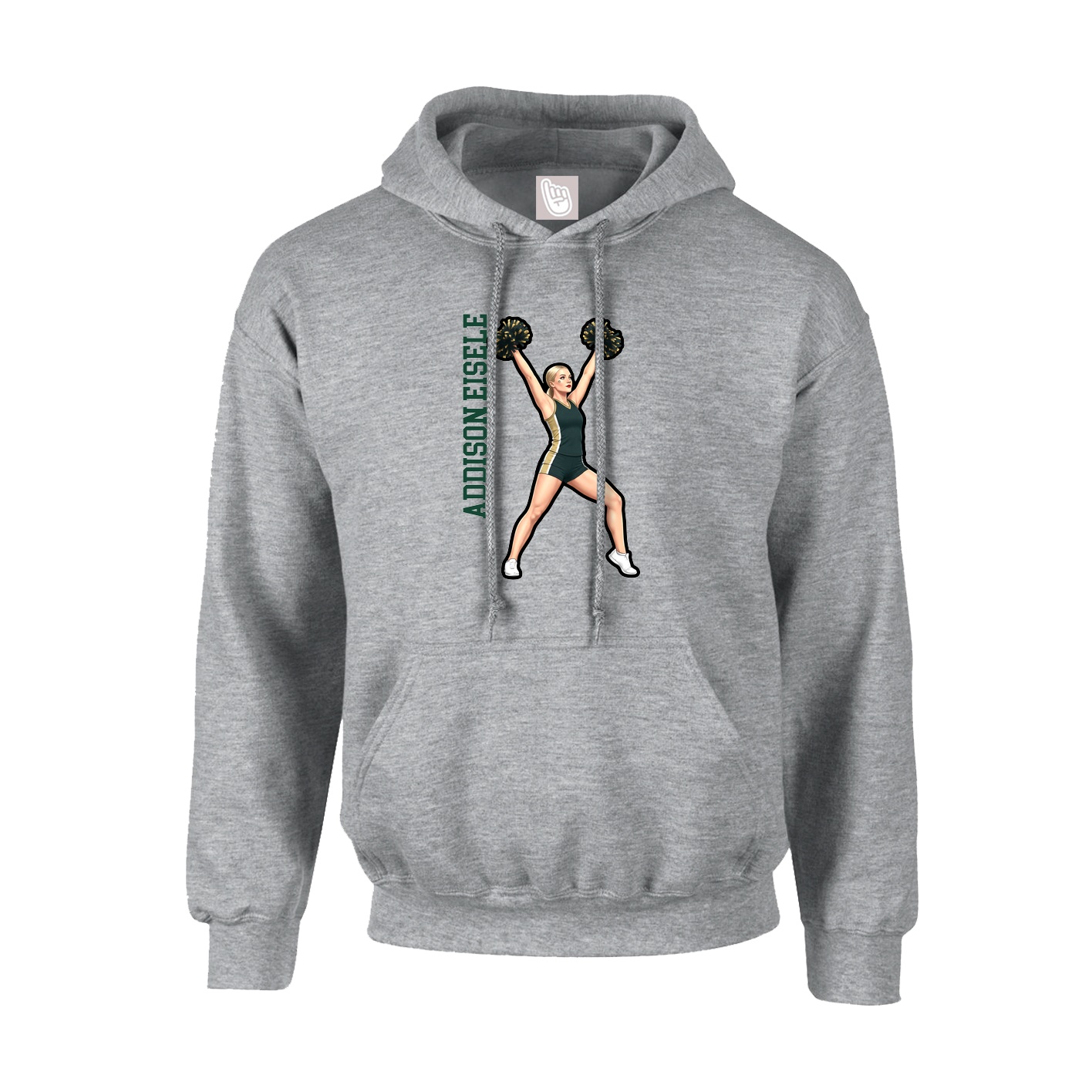 Youth Hoodie — Name Vertical in Grey