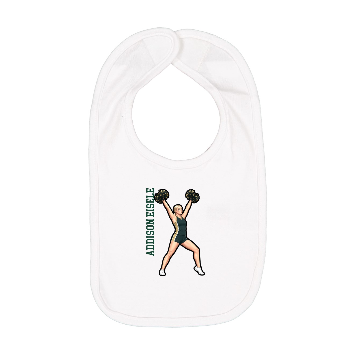 Infant Bib — Name Vertical in White