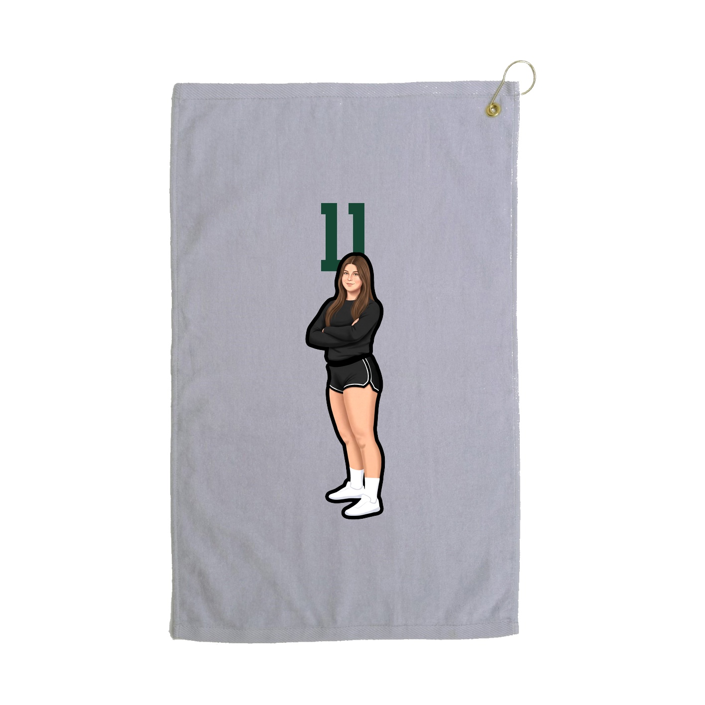 Golf Towel — Number Top in Grey