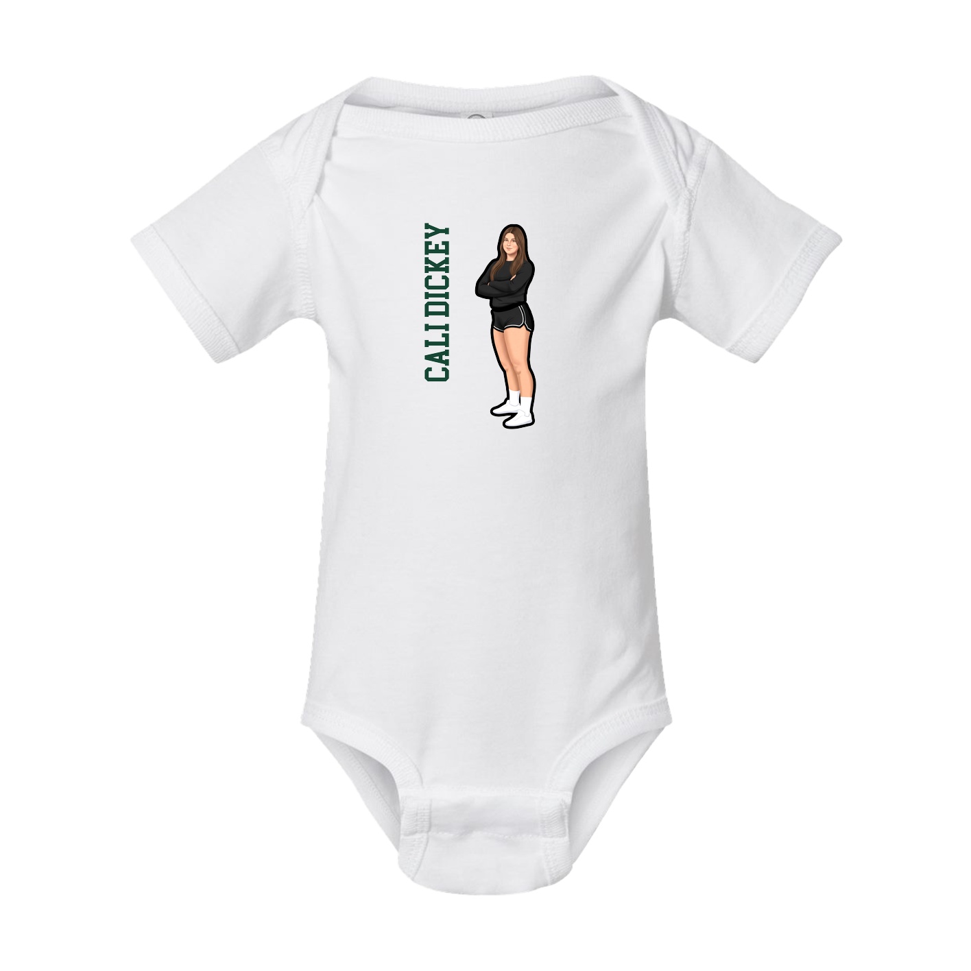 Baby Onesie — Name Vertical in White