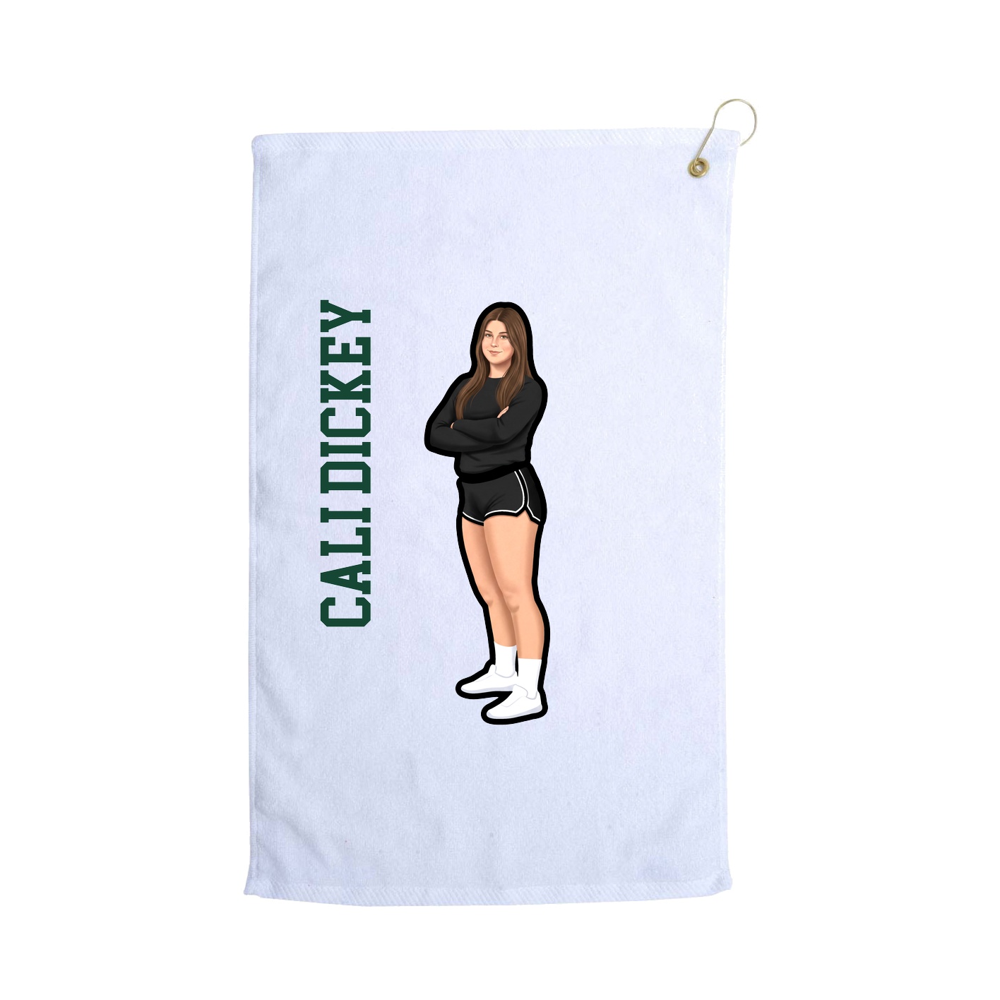 Golf Towel — Name Vertical in White