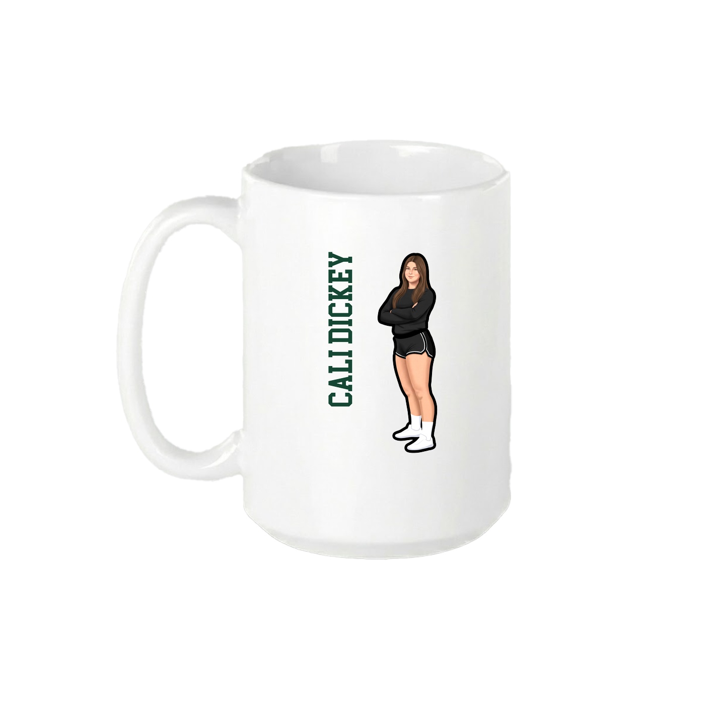 15oz Coffee Mug — Name Vertical in White