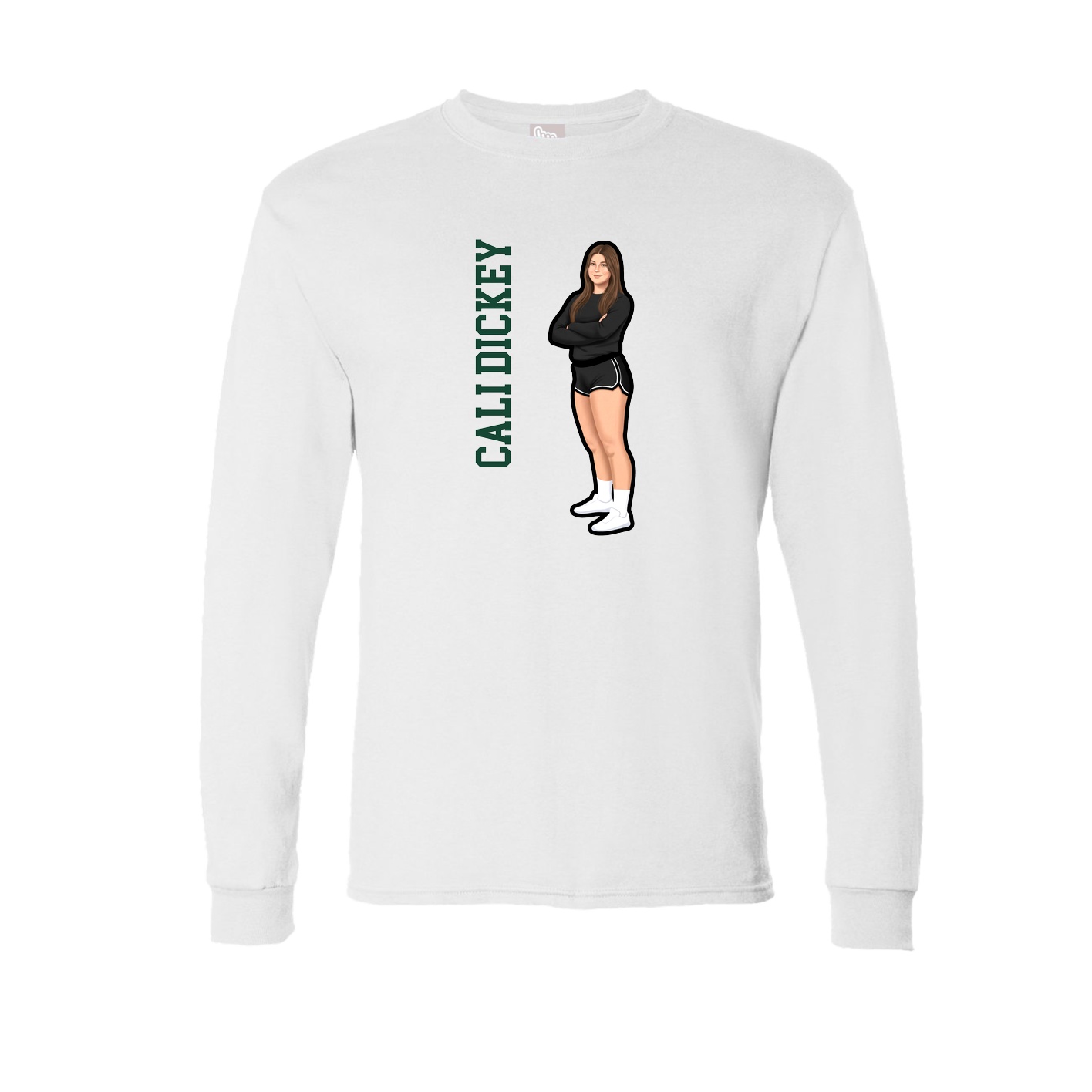 Long Sleeve Tee — Name Vertical in White