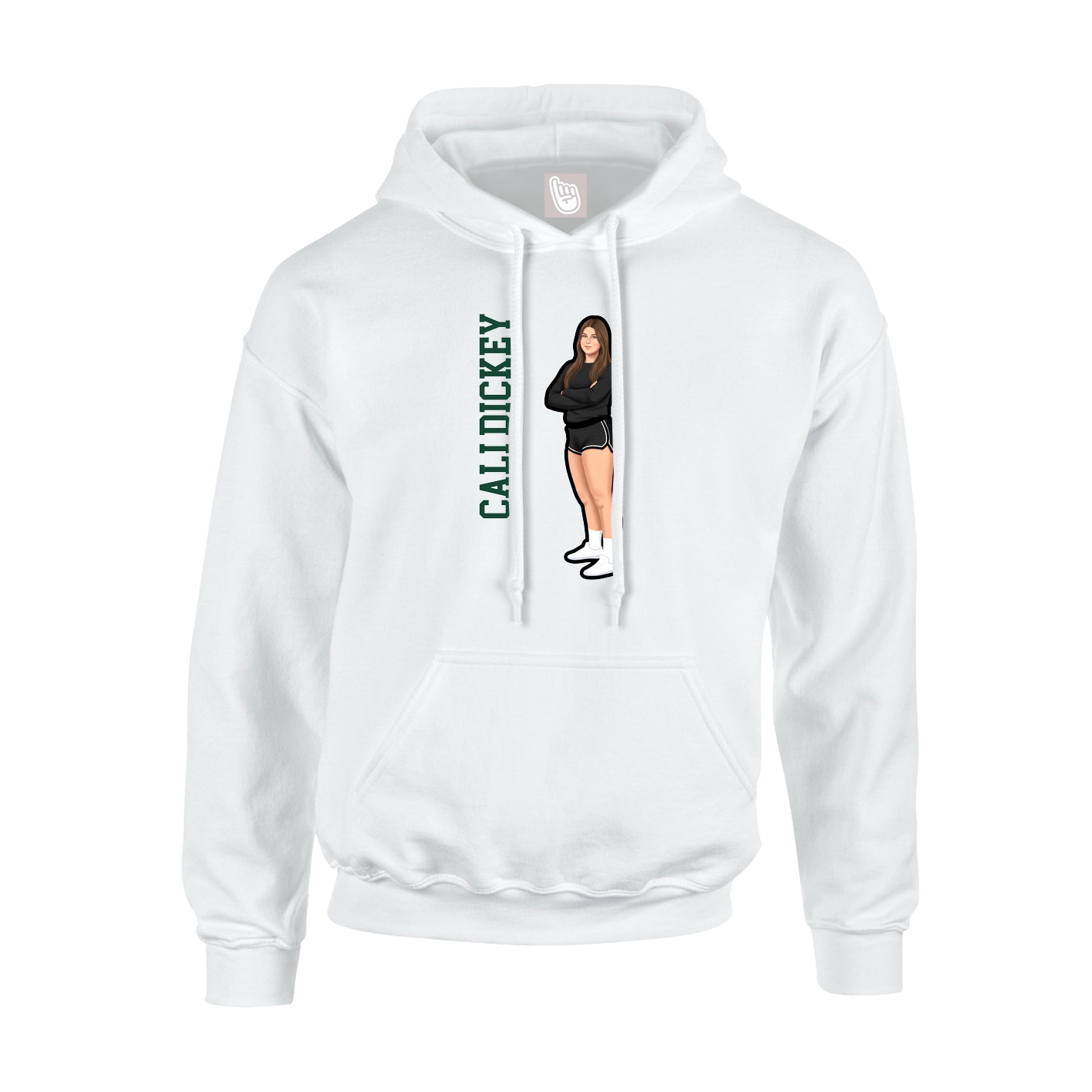 Youth Hoodie — Name Vertical in White