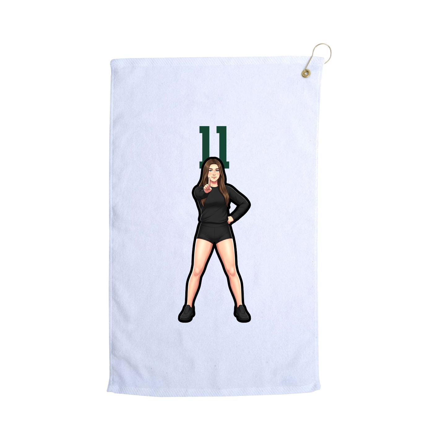 Golf Towel — Number Top in White