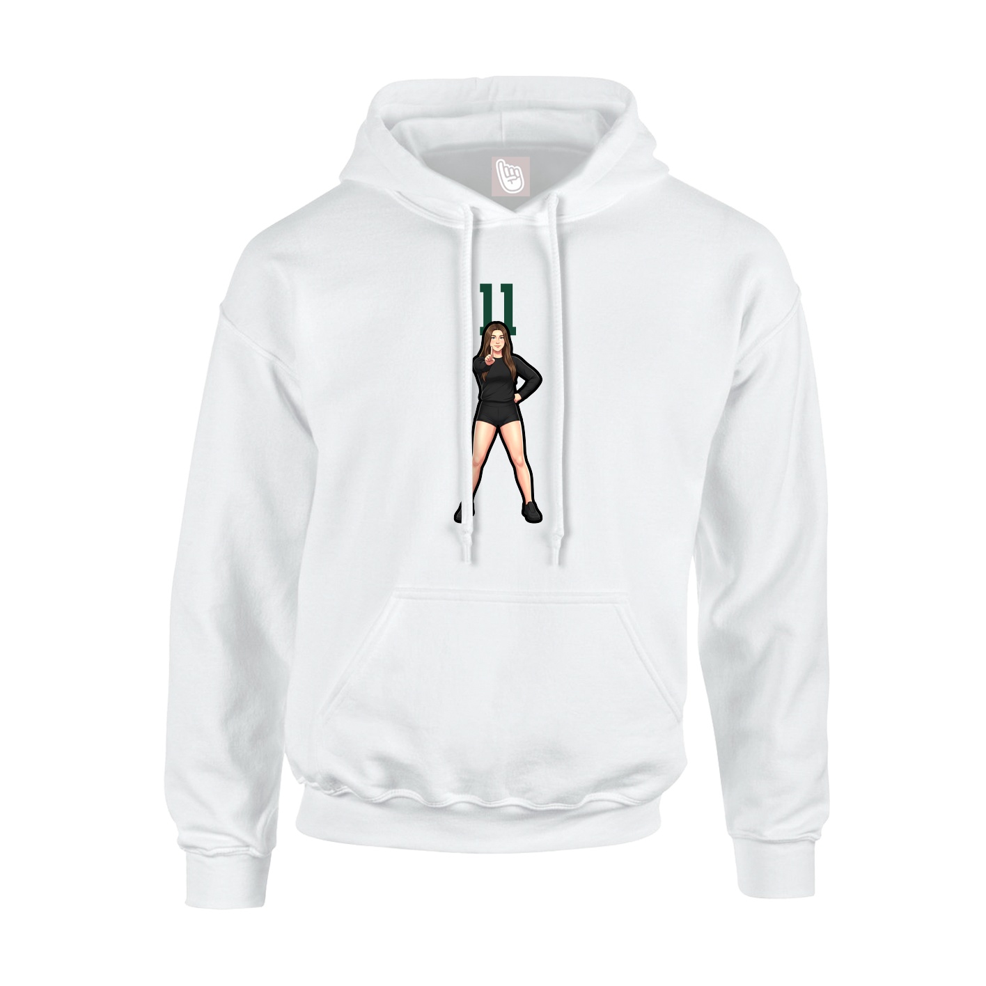 Youth Hoodie — Number Top in White