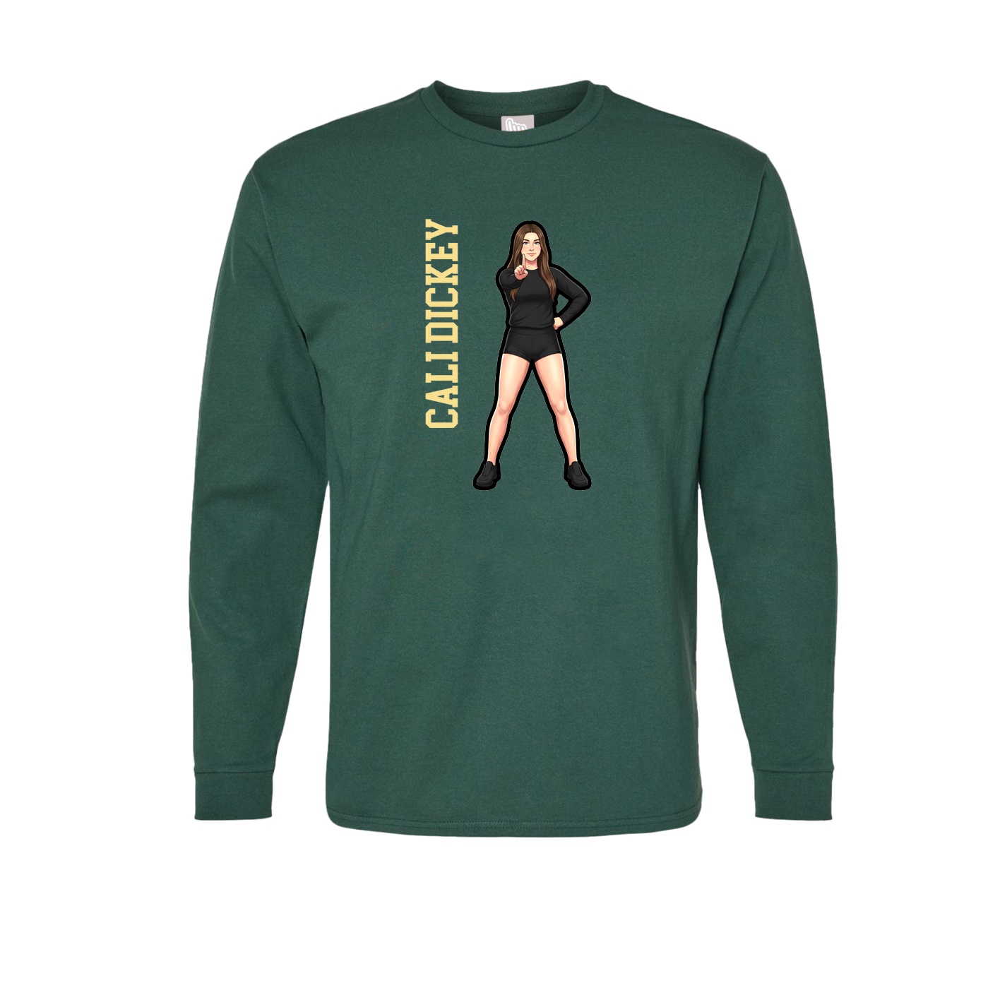Long Sleeve Tee — Name Vertical in Green