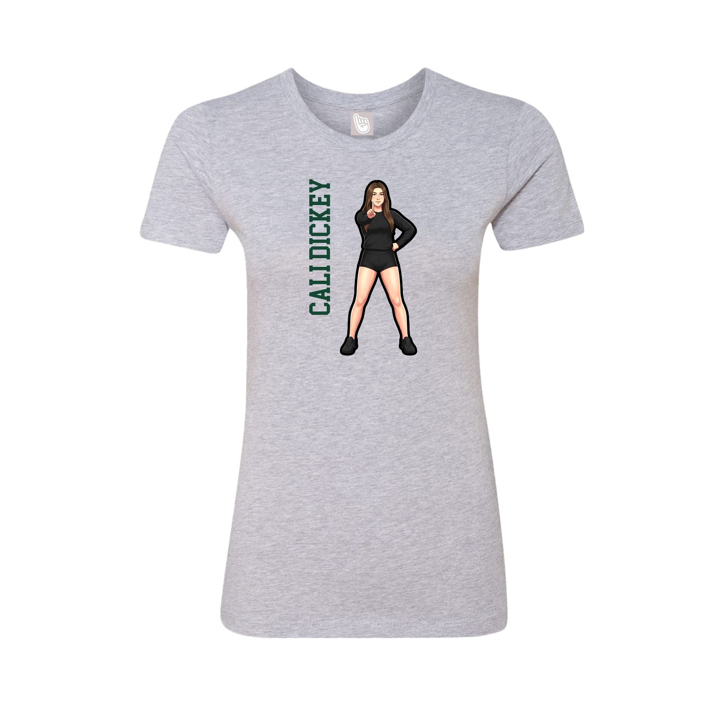 Fitted Women's Tee — Name Vertical in Grey