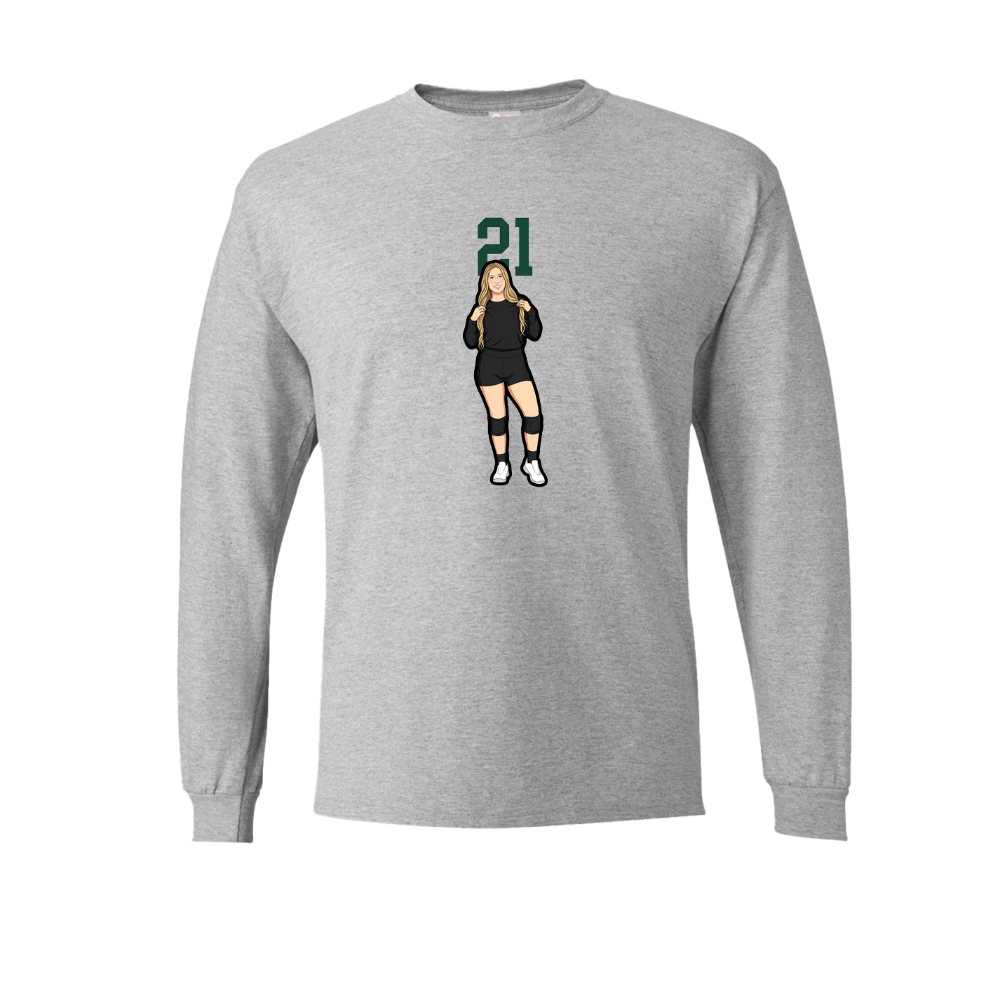 Long Sleeve Tee — Number Top in Grey