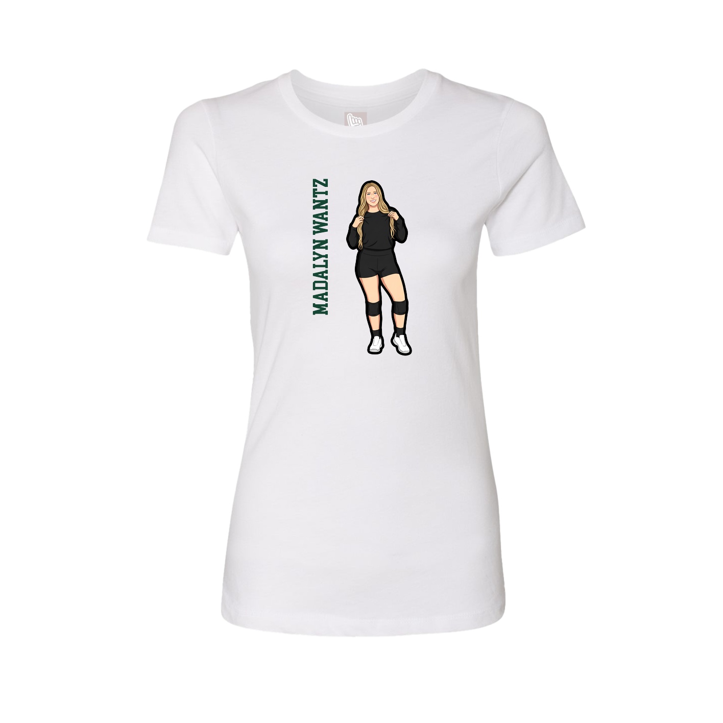 Fitted Women's Tee — Name Vertical in White