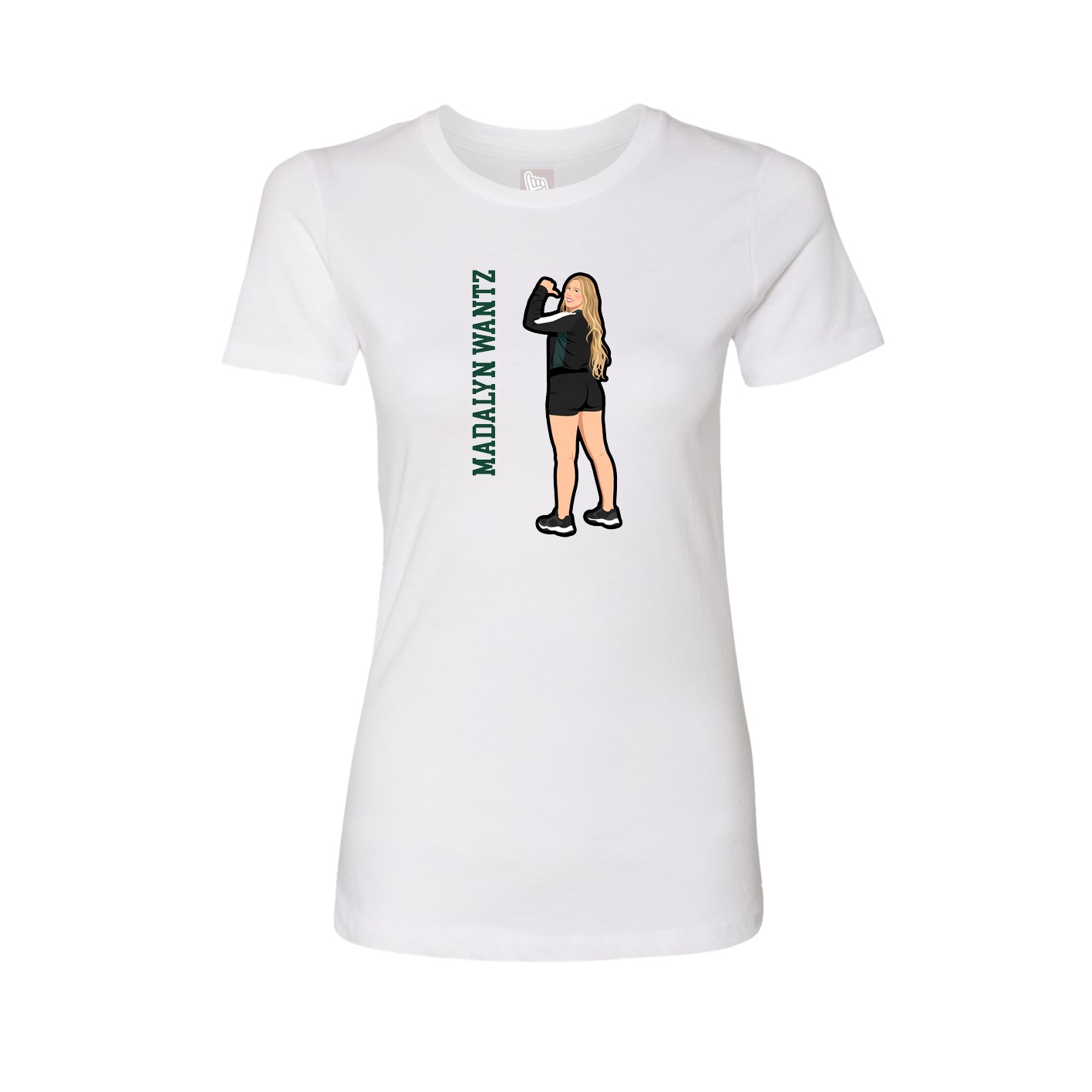 Fitted Women's Tee — Name Vertical in White
