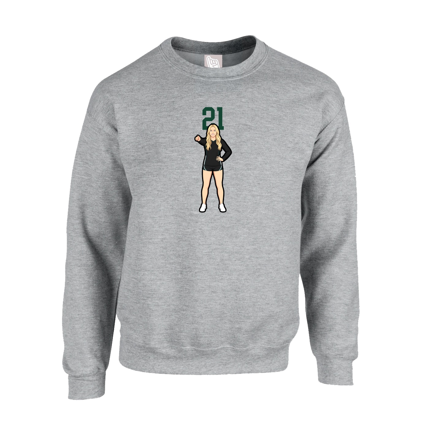 Fleece Crew — Number Top in Grey