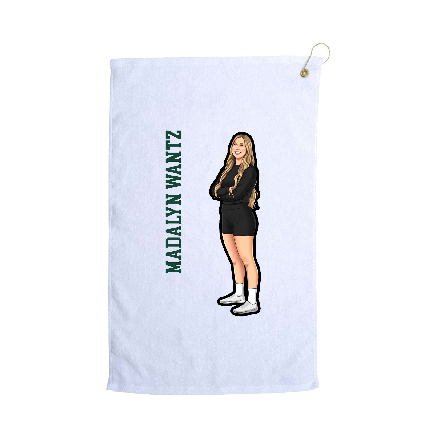 Golf Towel — Name Vertical in White